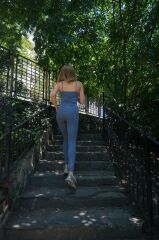 Toparlayıcı Yüksek Bel Uzun Mavi Tayt