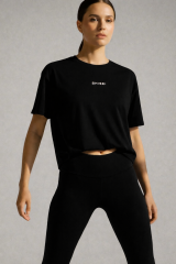 Ön Sipariş  Oversize Siyah  T-shirt / Beyaz Nakış